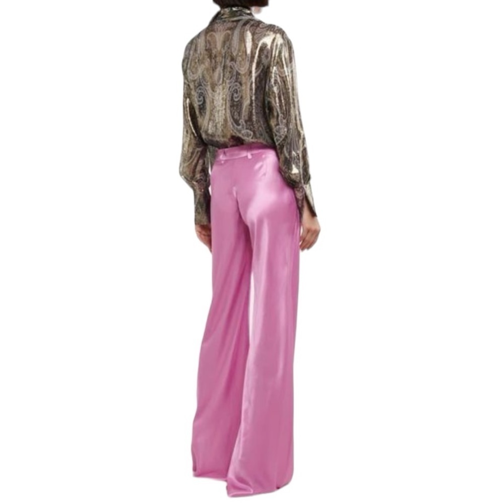 ETRO Women’s High-rise wide-leg pink satin pants Size Italy (48) US 12